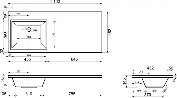 Раковина Style Line Даллас 110 L СС-00000442 левая