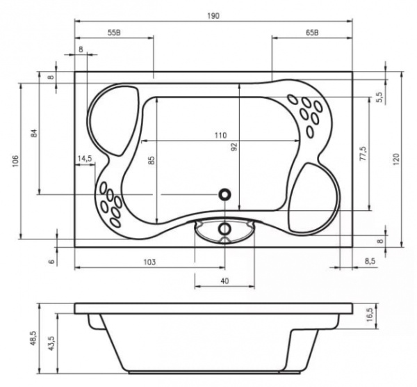 Ванна акриловая RIHO CLAUDIA 190x120 BZ4200500000000 Ванна акриловая RIHO CLAUDIA 190x120 BZ4200500000000