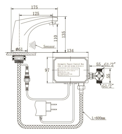 Сенсорный смеситель для раковины Raiber RSF88121