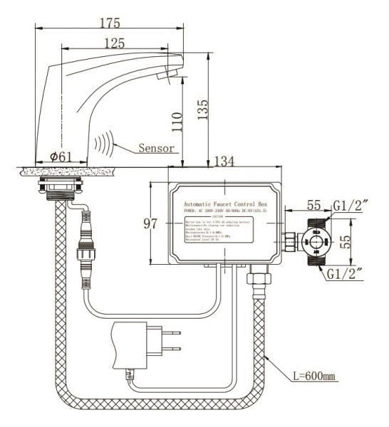 Сенсорный смеситель для раковины Raiber RSF88121