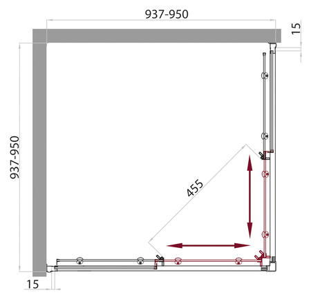 Душевой уголок (95х95) BelBagno UNO-A-2-95-M-Cr