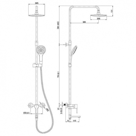 Душевой система с изливом Orans OLS-7535W