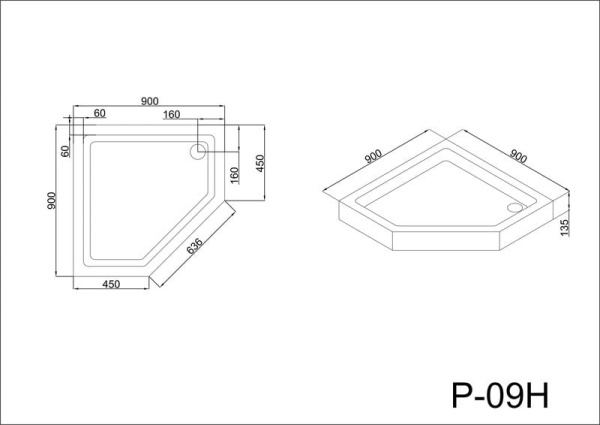 Душевой поддон Black&White Stellar Wind P-09H