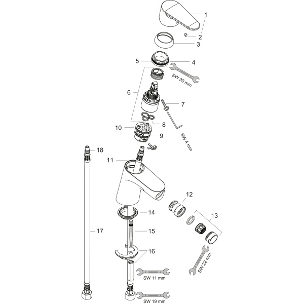 Смеситель для биде с донным клапаном Hansgrohe Focus 31922000 хром