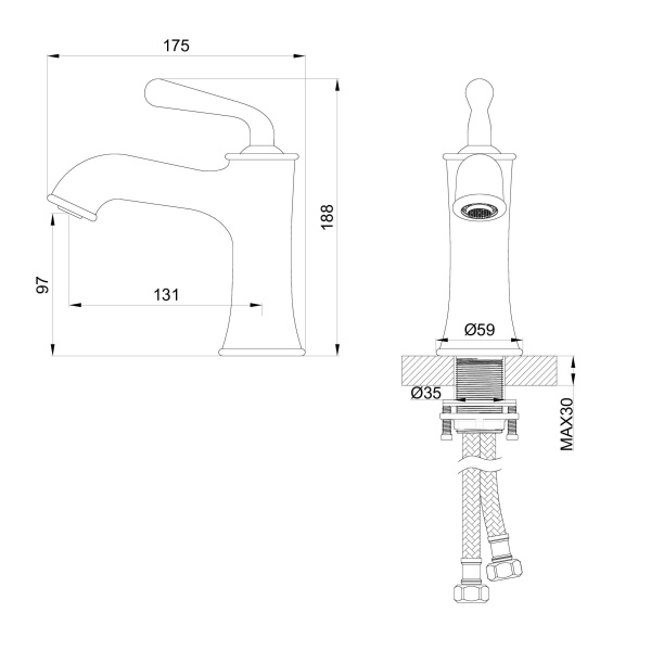 Смеситель для раковины WONZON & WOGHAND STEAM, черный матовый WW-88139008-MB Смеситель для раковины WONZON & WOGHAND STEAM, черный матовый WW-88139008-MB