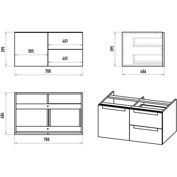 Тумба под раковину Brevita Cargo 80 CAR-01080-011П2Я без раковины
