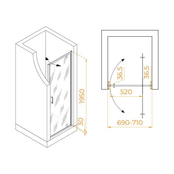 Душевая дверь 70 см RGW Leipzig LE-102 711210207-11 прозрачное
