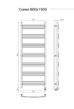 Электрический полотенцесушитель с функцией быстрой сушки ArtofSpace ARTICO EAAO6001500RAL0000RP