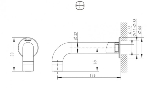 Излив для ванны Bravat Built-in FS101C-RUS