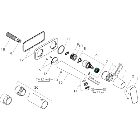 Смеситель для раковины встраиваемый Hansgrohe Logis 71220000 хром