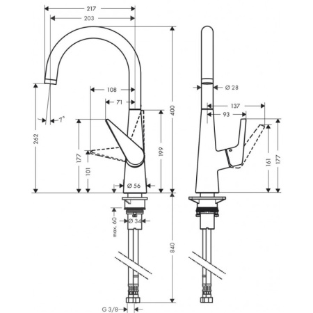 Смеситель для кухни Hansgrohe Talis M51 72816000, хром
