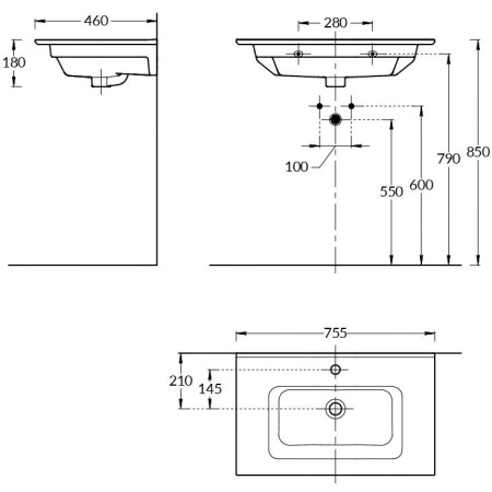 Раковина подвесная (75х46) Kerama Marazzi Piano PI.wb.75