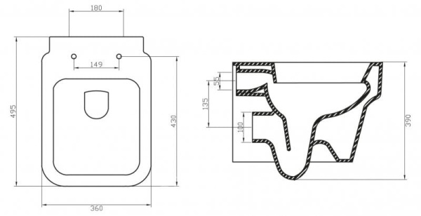 Унитаз приставной BelBagno Janice BB124CH
