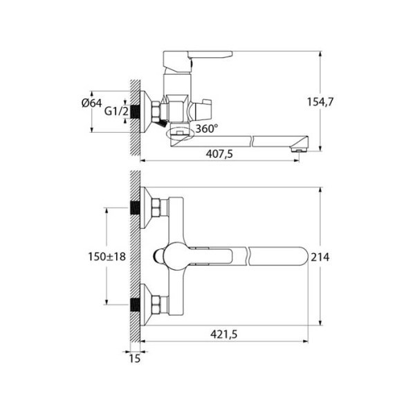 Смеситель для ванны IDDIS Sena (SENSBL2i10WA)