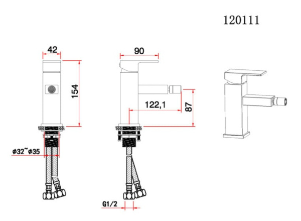 Смеситель для биде BENNBERG GOLD 120111 Смеситель для биде BENNBERG GOLD 120111