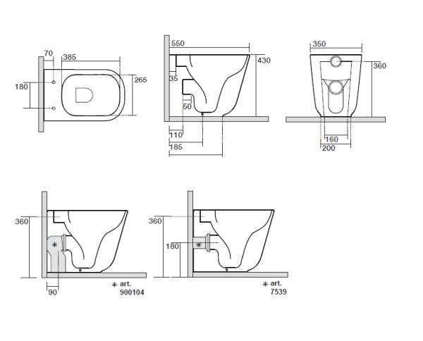 Унитаз напольный приставной безободковый Kerasan Tribeca 511830 без сиденья, белый матовый