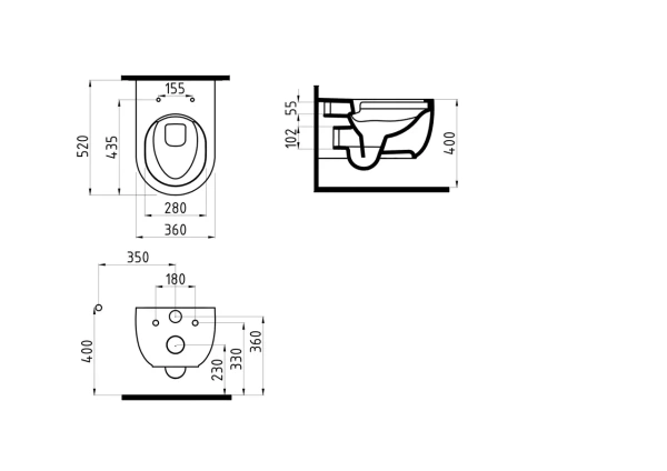 Подвесной безободковый унитаз с функцией биде с сиденьем микролифт Bien Vokha MDKA052N1VP1W5000