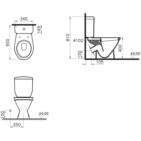 Унитаз компакт Vitra Norm Blanc Duroplast 9837B099-7202