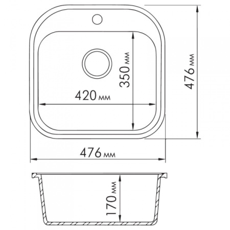 Кухонная мойка Rossinka, серая RS48-49S-Gray