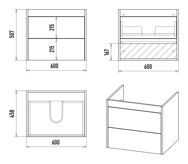 Тумба под раковину Brevita Monsour 60 MON-09060-0102Я без раковины