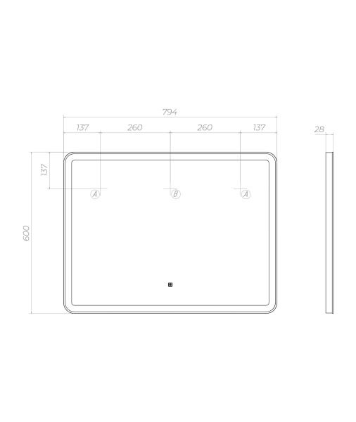 Зеркало с подсветкой (79,4x60) Vigo Flam z.FLA.80.CLASSIC