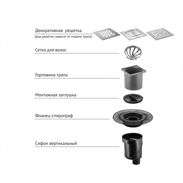 Душевой трап (15х15) Berges Wasserhaus PLATZ Uno 090070 хром матовый