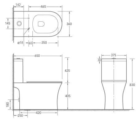 Унитаз напольный безободковый SantiLine SL-5010