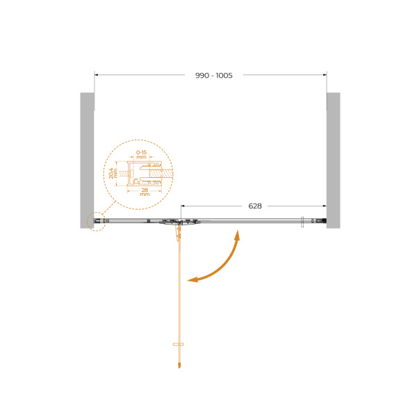 Душевая дверь (100х195) CEZARES LINER LINER-B-12-100-C-Cr-L