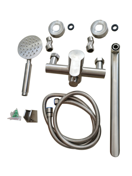 Смеситель для ванны однорычажный универсальный с душевым набором никель Agger Zest A0721133 матовый