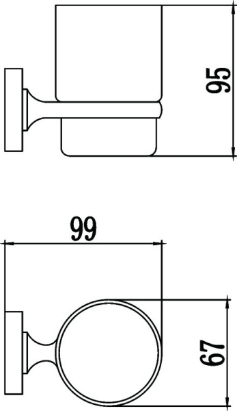 Стакан стеклянный с настенным держателем Savol 87 S-008758