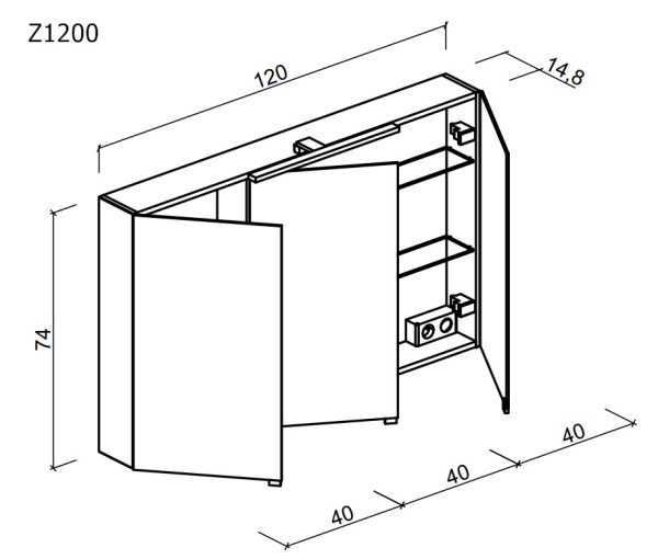 Зеркало-шкаф с подсветкой  Sancos  Hilton (120x74) Z1200