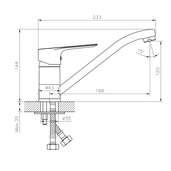 Смеситель для кухни Rossinka (RS27-21)