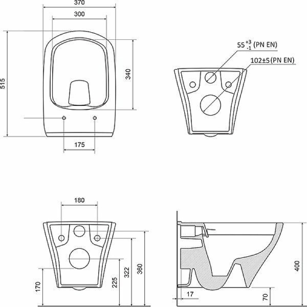 Унитаз подвесной Ravak Classic RimOFF X01671