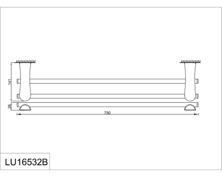 Полотенцедержатель двойной 70 см. RUSH Luson LU16532B