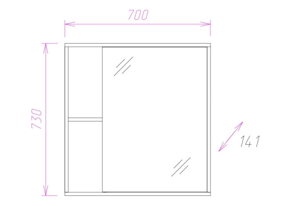 Зеркало-шкаф Onika Дельта 70 (70x73) 207020