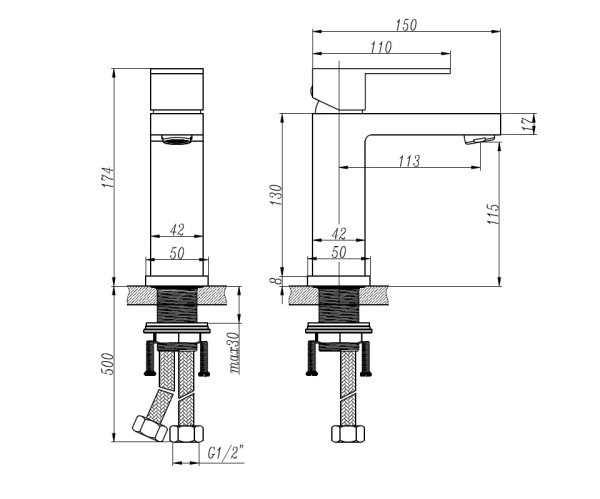 Смеситель для раковины  Bronze de Luxe Simple SA980
