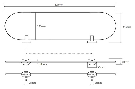 Полочка стеклянная Bemeta Oval 118402031