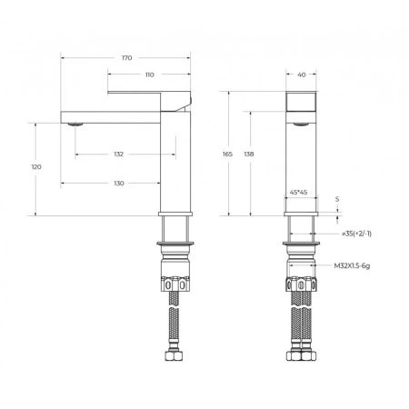 Смеситель для раковины CEZARES SLIDER-LS-GM