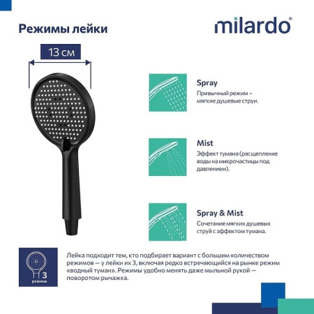 Ручной душ Milardo Ideal Spa 3F ILS3FBRM18