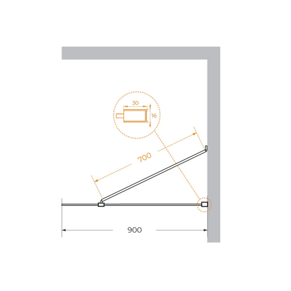 Душевая перегородка 90 см CEZARES LIBERTA LIBERTA-L-1-TB-90-BR-NERO