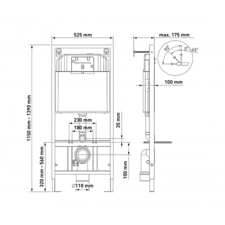 Комплект унитаза с инсталляцией Berges Wasserhaus Novum Rimless 043214