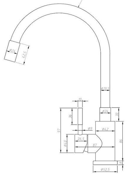 Смеситель для кухни ESKO Snake K44 G Смеситель для кухни ESKO Snake K44 G
