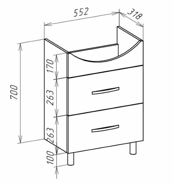 Тумба под раковину Bellezza Анкона 60 4639609700019