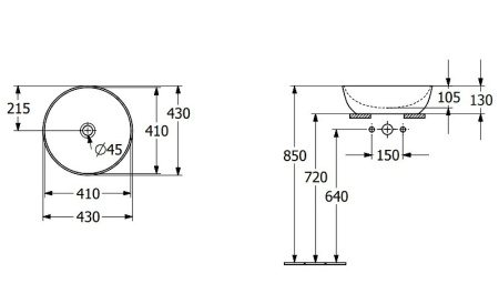 Раковина накладная (43х43) Villeroy&Boch Artis 41794301