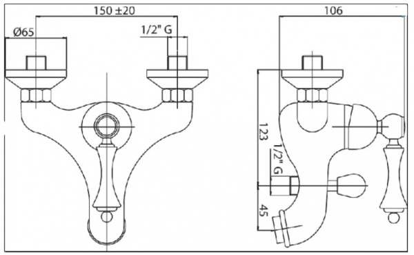 Смеситель для ванны Cezares MARGOT-VDPM-01-M
