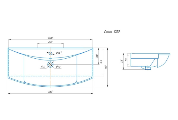 Раковина 1Marka Стиль 105 У94465