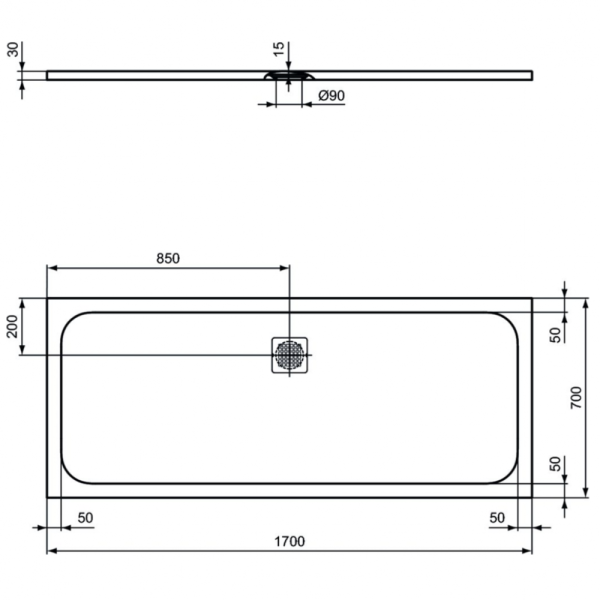 Душевой поддон (170х70) Ideal Standard ULTRAFLAT S K8281FV