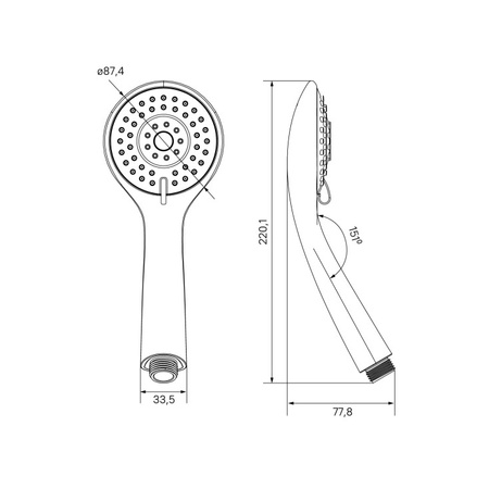 Лейка для душа Milardo Hand Shower 3F (3803F87M18)