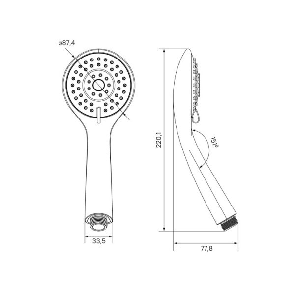 Лейка для душа Milardo Hand Shower 3F (3803F87M18)