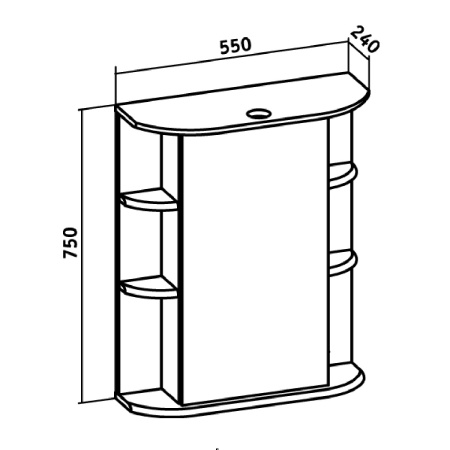 Зеркальный шкаф Runo правый Гиро 55 (00000000020)
